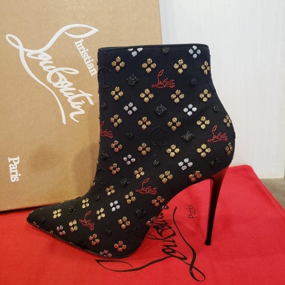 Christian Louboutin SO KATE BOOTY Jacquard Loubi In The Sky Boots Heels - Picture 6 of 14